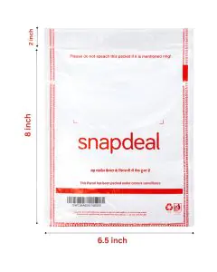 Snapdeal 52 Micron Transparent Flap Seal Poly Bags, PL02 - 6.5in x 8in, Pack of 2500