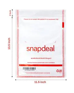 Snapdeal 52 Micron Transparent Flap Seal Poly Bags, PL05 - 11.5in x 13.5in, Pack of 2500