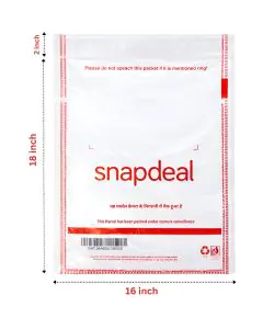 Snapdeal 52 Micron Transparent Flap Seal Poly Bags, PL08 - 16in x 18in, Pack of 2500